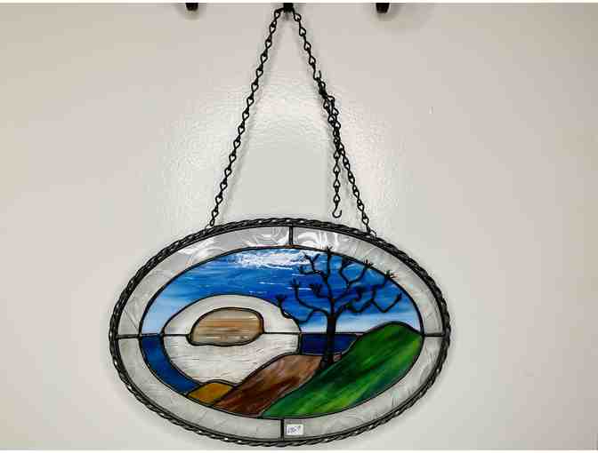 Oval Coastal View Window Stained Glass by Dragonfly Stained Glass Studio