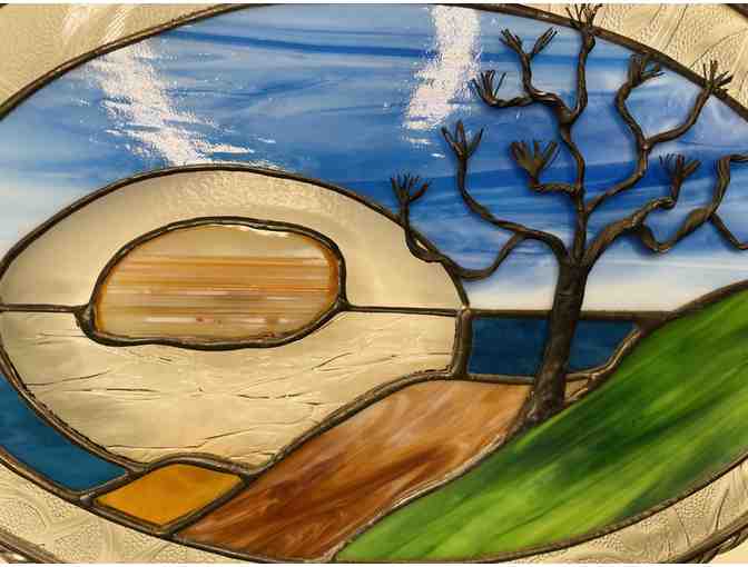 Oval Coastal View Window Stained Glass by Dragonfly Stained Glass Studio