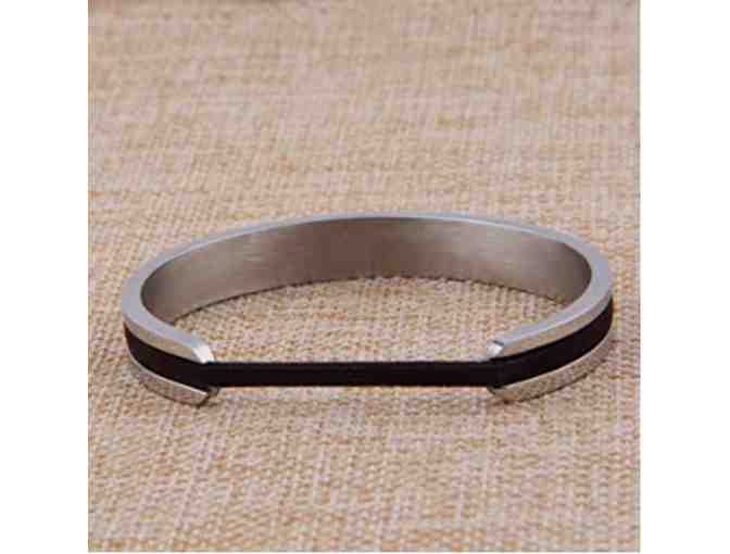 Hair Tie Bracelet Stainless Steel Grooved Cuff Bangle for Women Girls