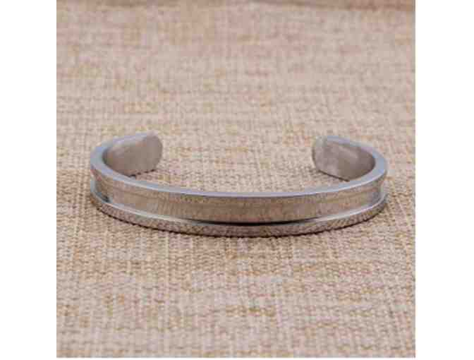 Hair Tie Bracelet Stainless Steel Grooved Cuff Bangle for Women Girls