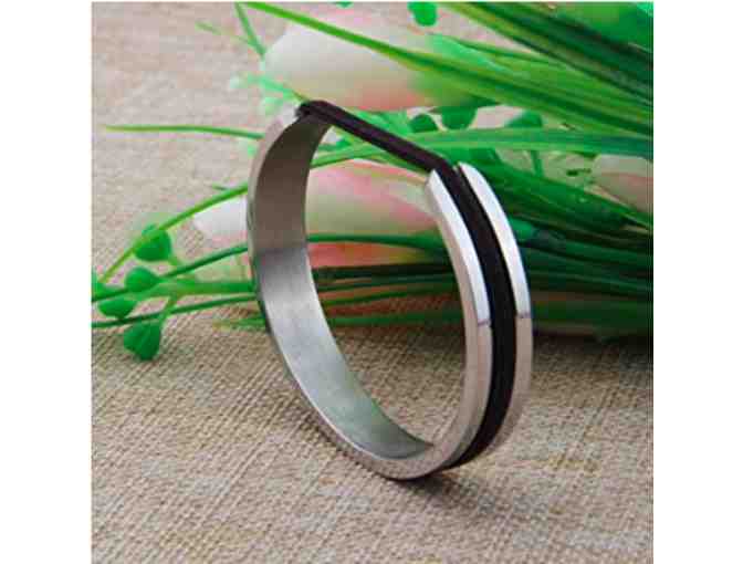 Hair Tie Bracelet Stainless Steel Grooved Cuff Bangle for Women Girls