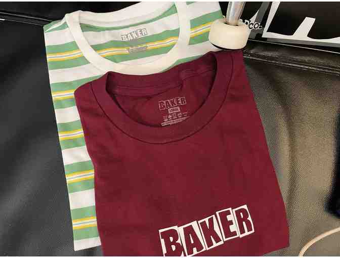Baker Skateboard and Striped Accessories