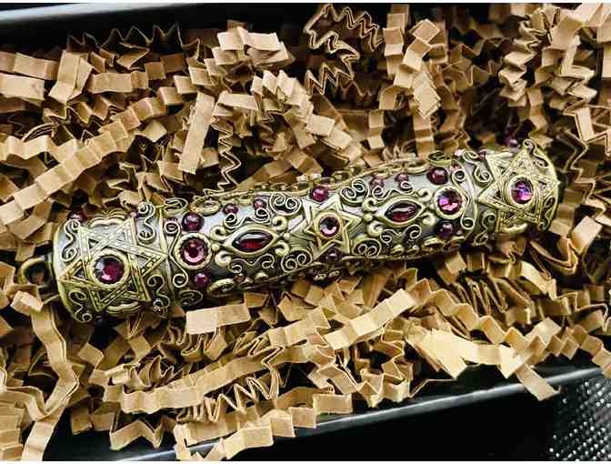 Garnet and 24k Gold Mezuzah