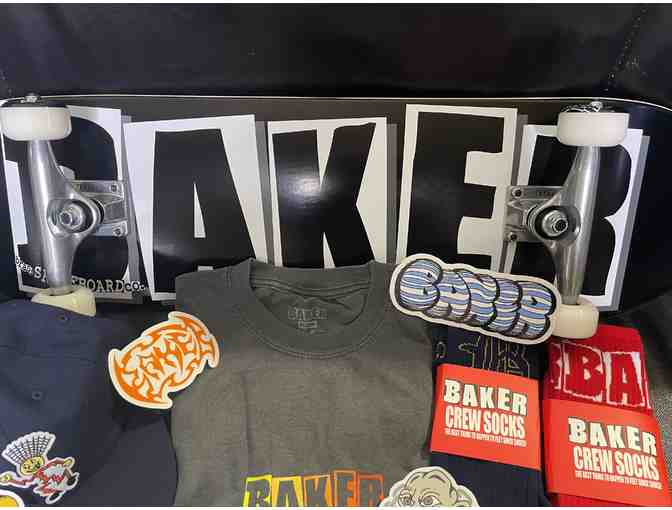 Baker Skateboard Plus Hat, Shirt, Socks, and Board Stickers