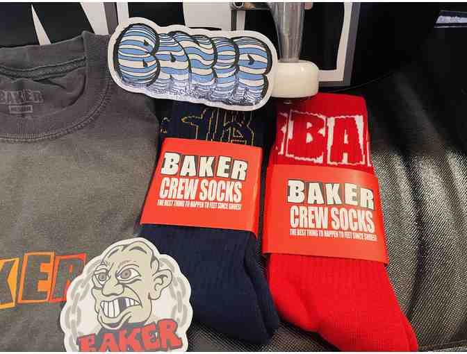 Baker Skateboard Plus Hat, Shirt, Socks, and Board Stickers