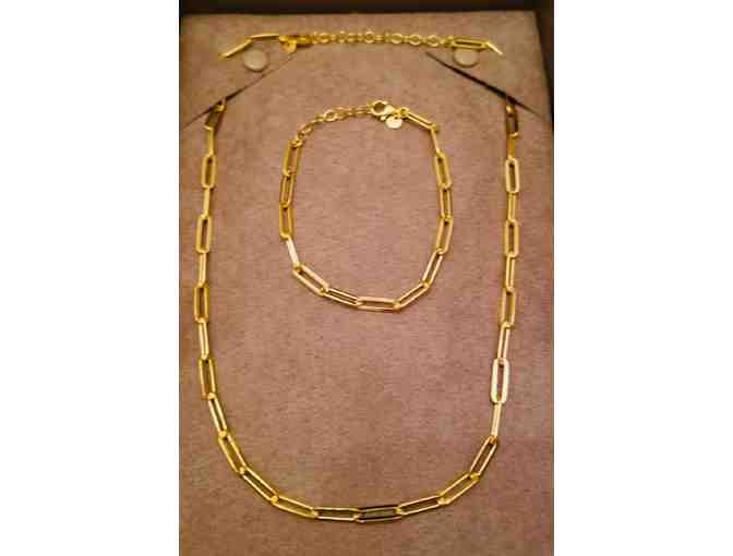 18k gold necklace with matching bracelet and earrings