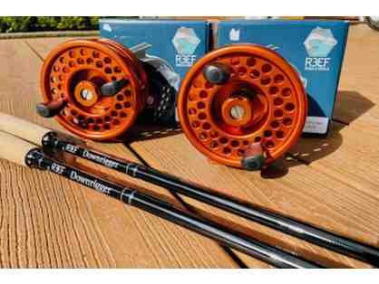 2 x R3EF Salmon Reels and 9' downrigger trolling rods