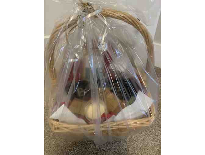 Framed photograph and Gift basket