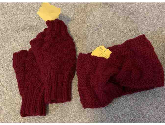 Hand knitted gloves and socks