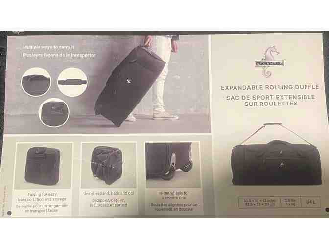 Expandable Rolling Duffle Bag + extras + $100 Charity Donation - Value $200