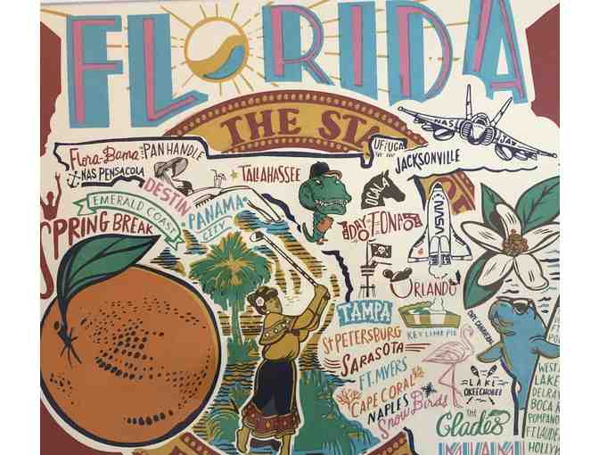 Custom framed Florida Tea Towel - Perfect for Kitchen Wall