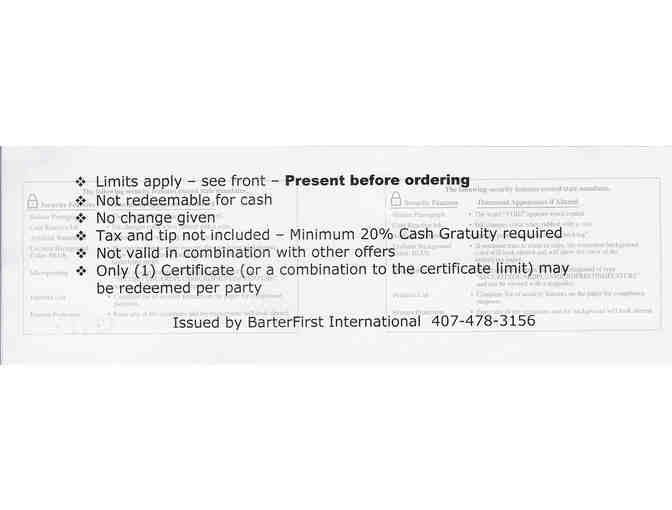 $50 Gift Certificate for Chez Vincent in Winter Park