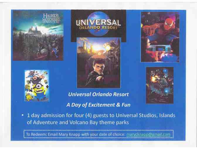 Four (1) Day Park to Park Tickets to Universal Orlando Resort
