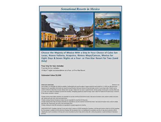 Sensational Resorts in Mexico-8 Days/7Nights at a Four or Five Star Resort (Land Only)