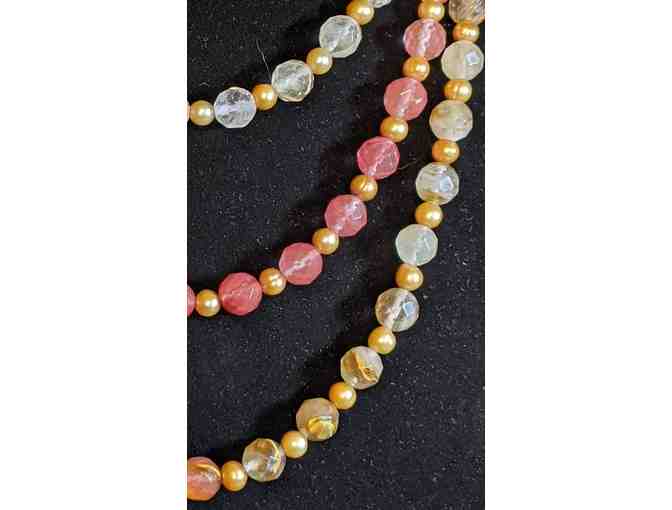 3 strand quartz and pearl necklace