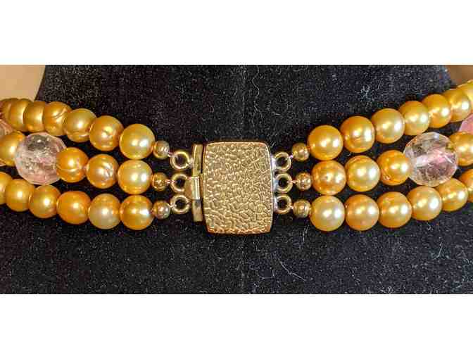 3 strand quartz and pearl necklace