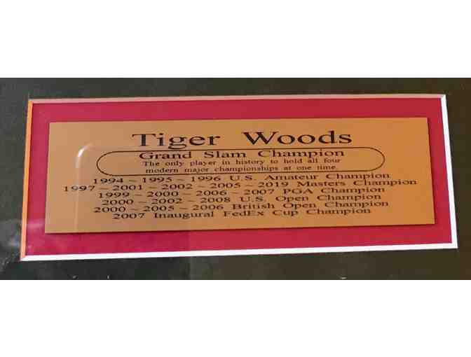 Tiger Woods photo plaque commemorating his 2019 Masters win