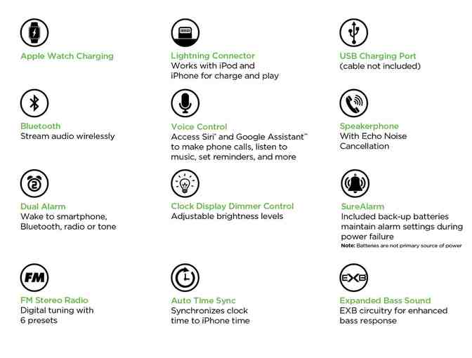 Bluetooth Docking Clock Radio and Triple Charging with Watch Charger