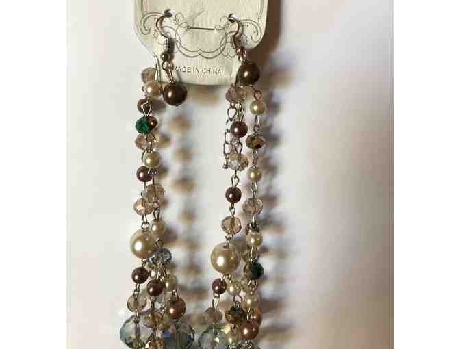 Beaded 5-strand necklace with coordinated earrings