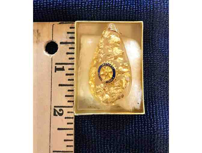 Rotary Teardrop Pendant with Gold Rotary wheel and Gold Flecks in resin