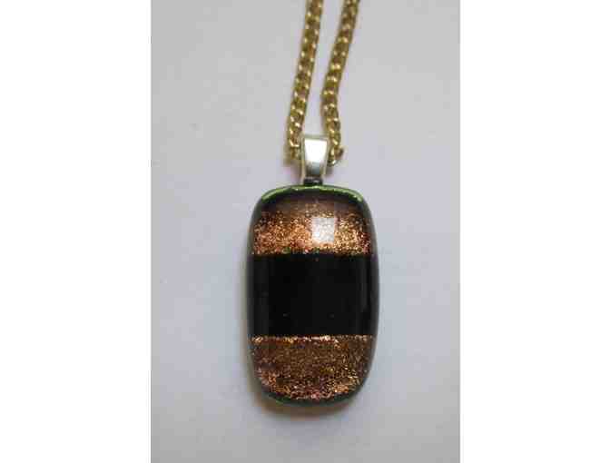 Golden glitter pendant, earrings and bracelet set (CD)