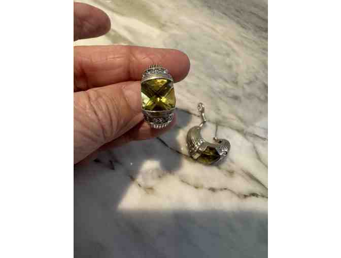 Peridot and sterling silver earrings with diamond enhancements (CBS)