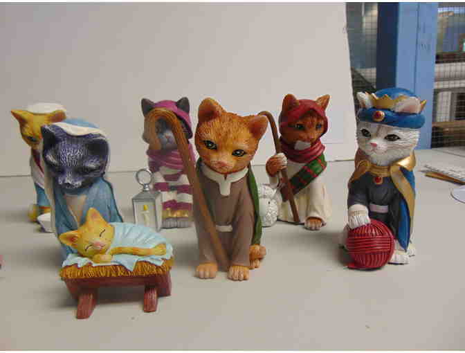 NEW in boxes 13 Piece Bradford Exchange Cat Nativity Scene