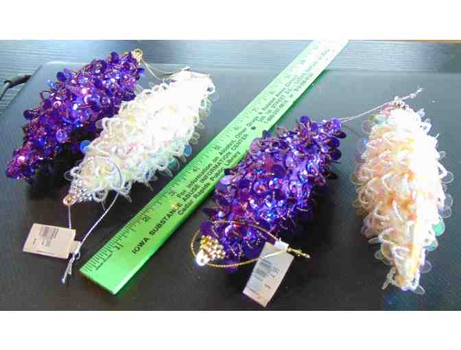 Six 5 1/2' Sequined Christmas Tree Ornaments