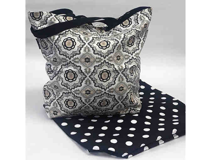 Neutral Medallions Tote Bag - Handmade & Reversible!