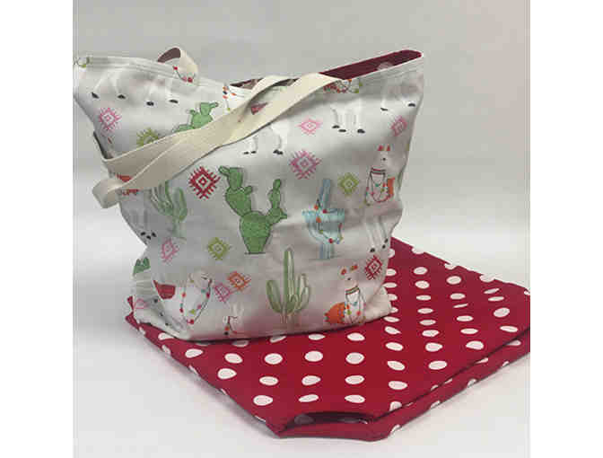 Llama Fiesta Tote Bag - Handmade & Reversible!