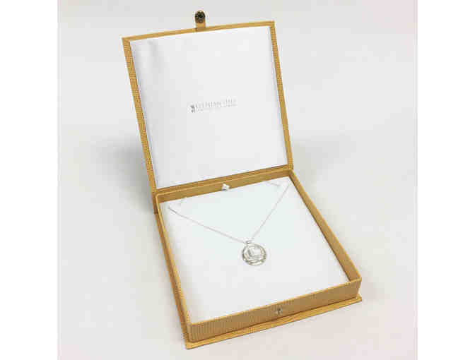 Sterling Silver Golden Gate Pendant with Natural White Sapphires