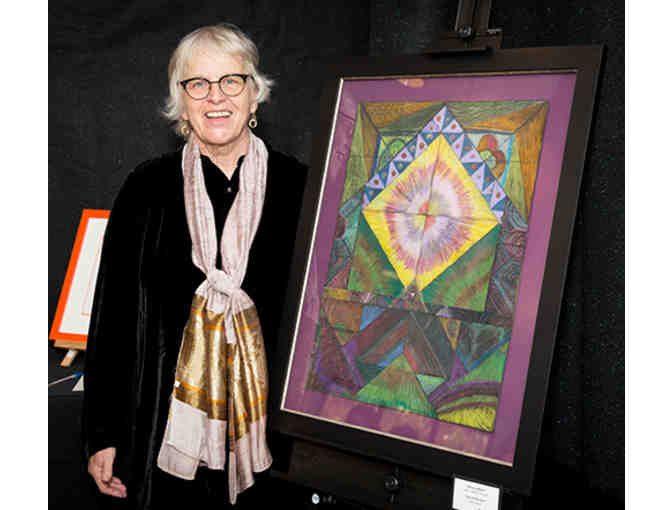 'Red Flower' by Anna Isakson, Original Pen, Ink & Watercolor in Frame