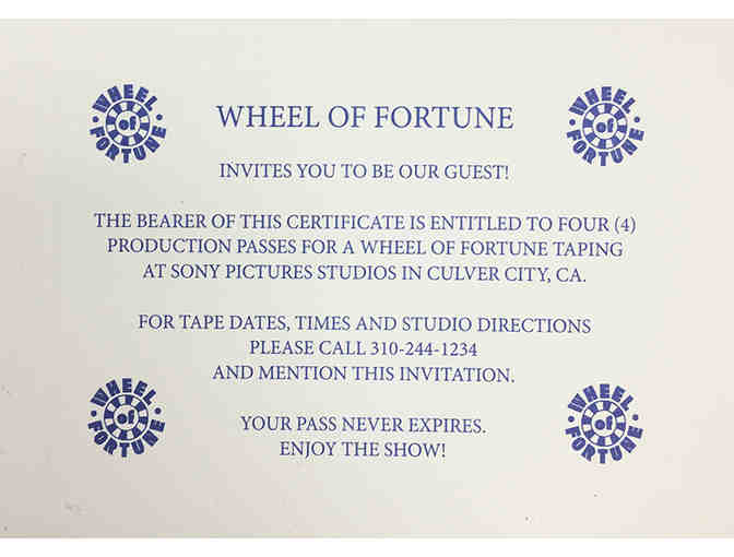 Wheel of Fortune Production Passes & Gift Tote