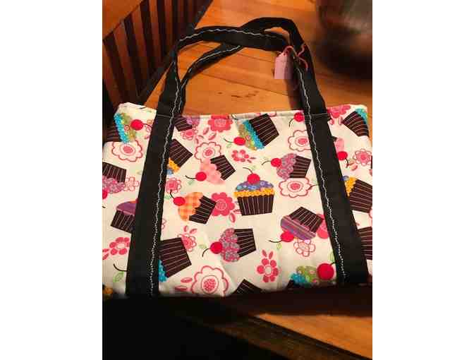 One Handmade, Lined Cloth Bag *Purple & White Striped Print! *Made in Starksboro!