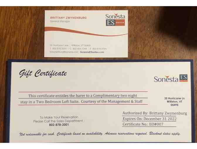 SONESTA ES SUITES *Williston, VT 2 night stay in a 2 BR Loft Suite!