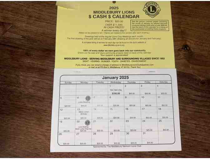 Middlebury Lions 2025 Cash Calendar - Photo 1