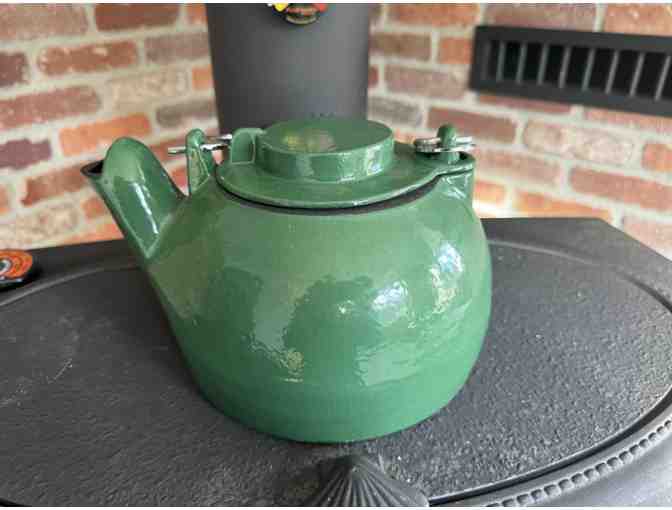 Cast Iron Kettle for the Woodstove - Green Enamel *Donated by Jackman's - Photo 1