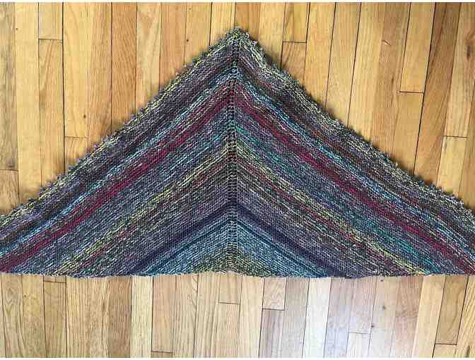 Hand Knit Shawl *Mixed Colors with Solid Brown Throughout *Must See! - Photo 2