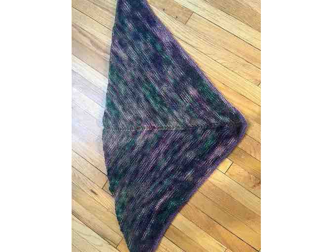 Hand-Knit Shawl *Purple and Green Yarn *Must See! - Photo 1