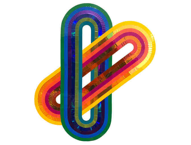 'intersecting rainbows' 18 x 18 framed art - Cheryl Sorg