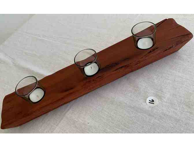 TAST Centerpiece - Large Red Rustic Centerpiece with 3 Votives