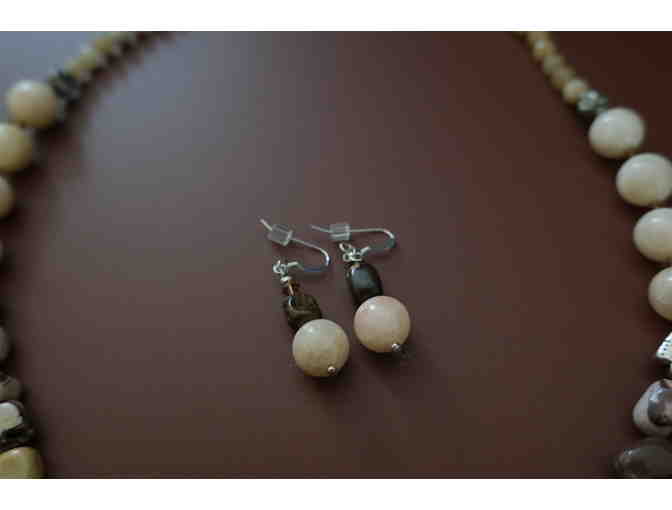 Jasper and Coral Necklace and Earring Set