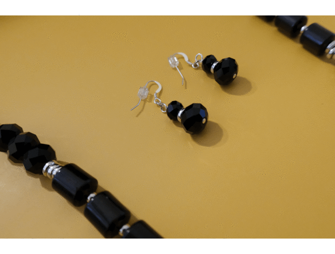 Black Obsidian and Silver Necklace and Earring Set