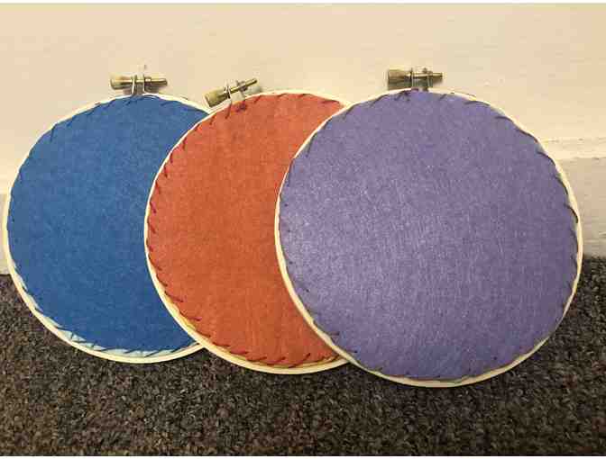 Three Hand Stitched Theater Related Wall Hangings