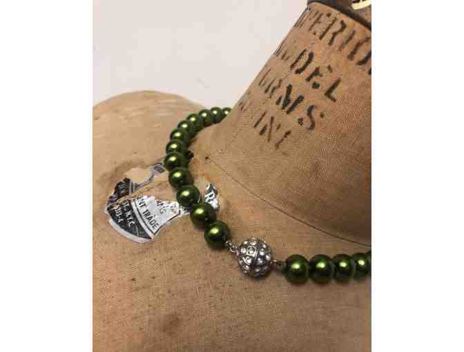 Green Pearl Necklace & Bracelet Matching Set