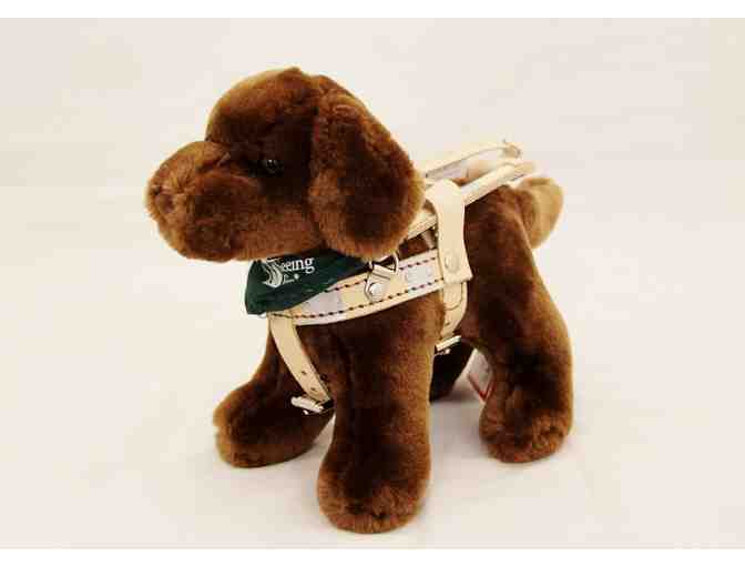 Small Chocolate Lab Plush in Harness With 90th Anniversary Pin
