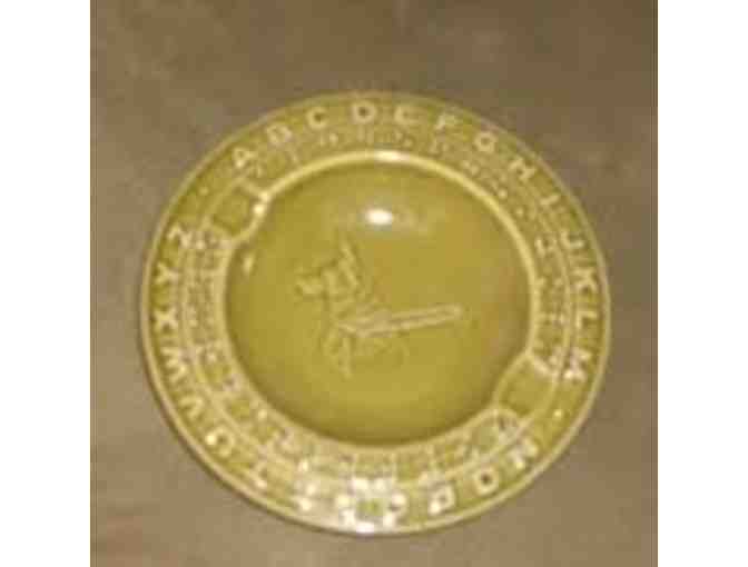 Vintage Mid-Century Braille Ashtray in Yellow with Guide Dog in Harness