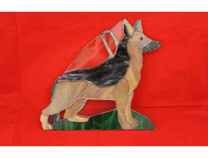 Stained Glass German Shepherd in Harness