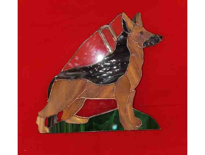 Stained Glass German Shepherd in Harness