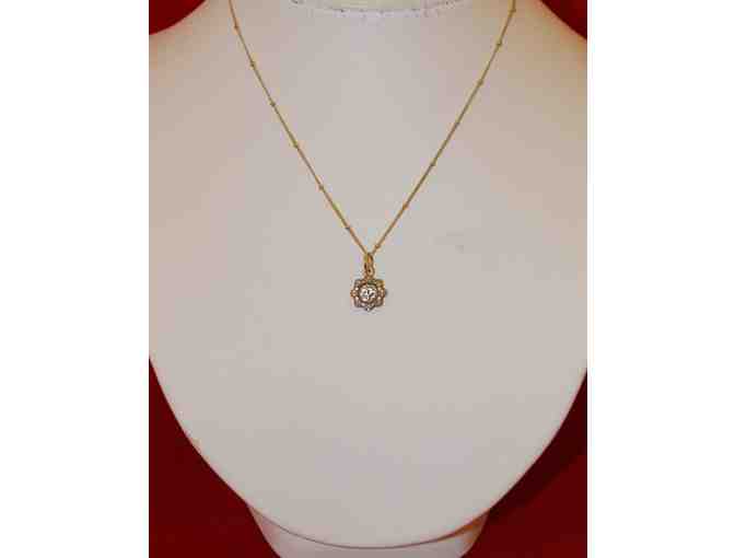 Small Gold Lotus with OM Pendant Necklace